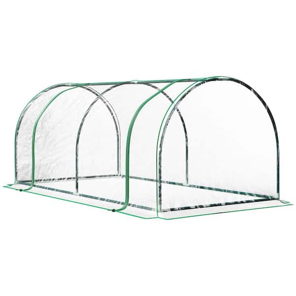 Mini Greenhouse, Waterproof Cloche Cold Frame, 6 ft. x 3 ft. x 2 ft. Metal Clear Portable Greenhouse, 4 Zippered Doors