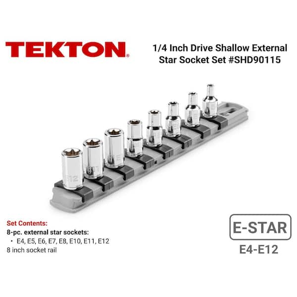 1/4 in. Drive External Star Socket Set with Rail, 8-Piece (E4-E12)