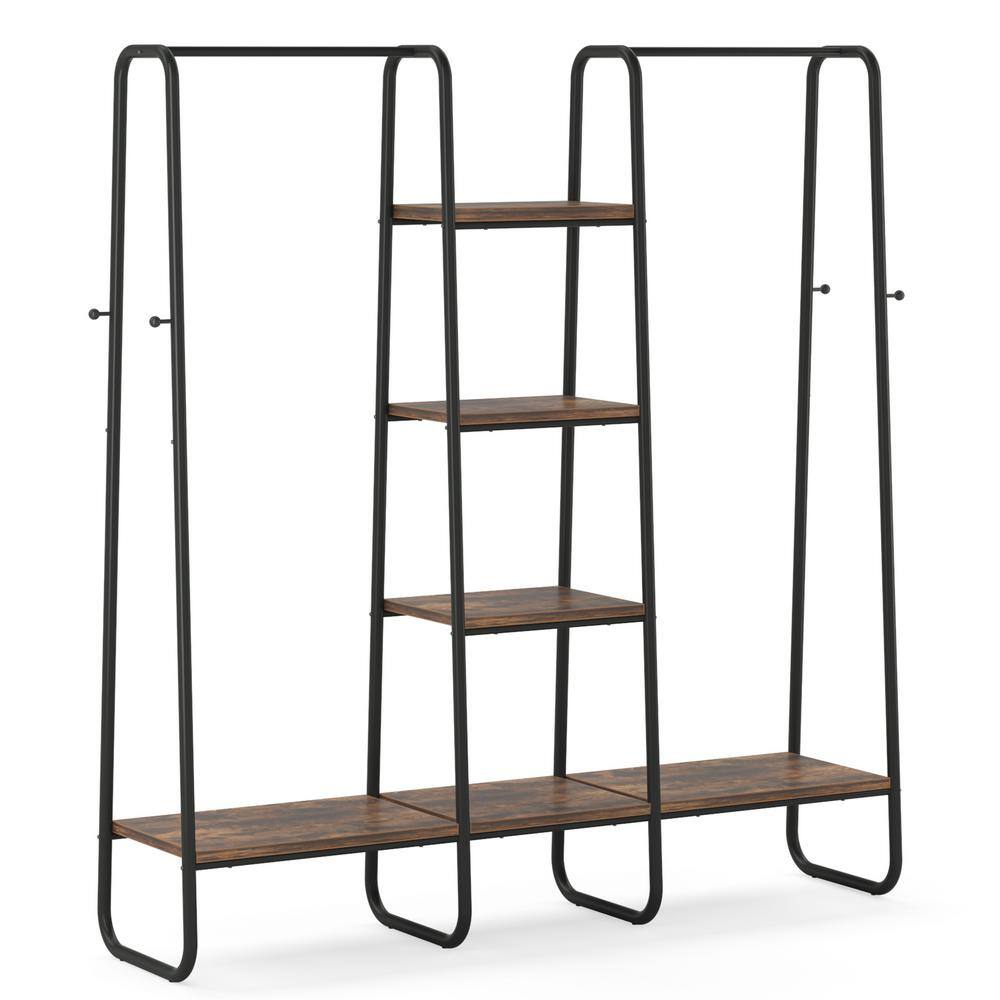 BYBLIGHT Carmalita Rustic Brown and Black Freestanding Garment Rack
