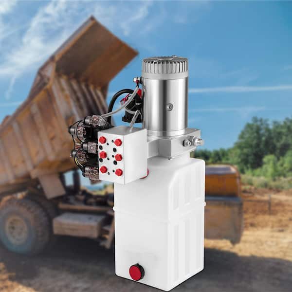 Hydraulic Power Unit 6 Way 6 Qt. Hydraulic Pump Double Acting Hydraulic Power Unit 12V DC Dump Trailer Car Remote