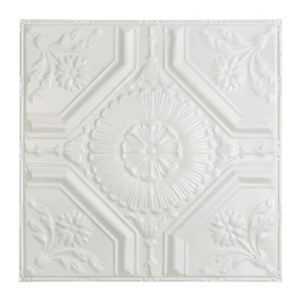 Great Lakes Tin Rochester 2 ft. x 2 ft. Nail Up Metal Ceiling Tile in Matte White (Case of 5)