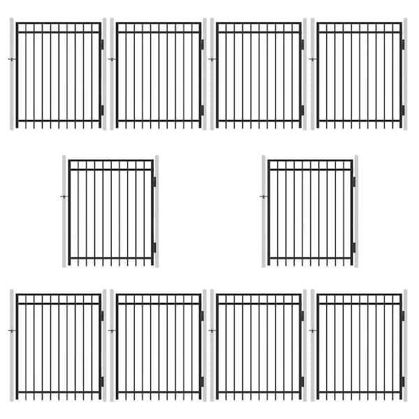 Fencer Wire 4 ft. x 5 ft. Flat Top Anti-Rust Metal Fence Gate, Decorative Garden Gate (Pack of 10)