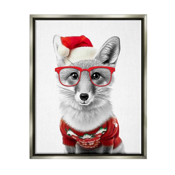 Stupell Industries Fox in Holiday Clothes by Annalisa Latella 1 Piece Floater Frame Graphic Print Animal Poster Art Print 21 in. x 17 in.