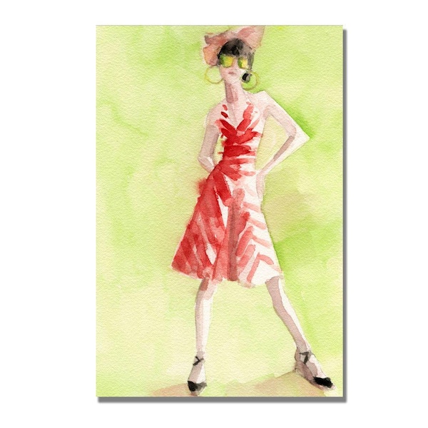 Trademark Fine Art 30 in. x 47 in. Red and White Striped Dress Canvas Art-DISCONTINUED