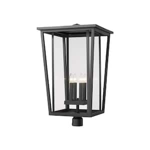 Seoul 4-Light Black 30.75 in. Aluminum Hardwired Outdoor Weather Resistant Post Light Round Fitter with No Bulb Included
