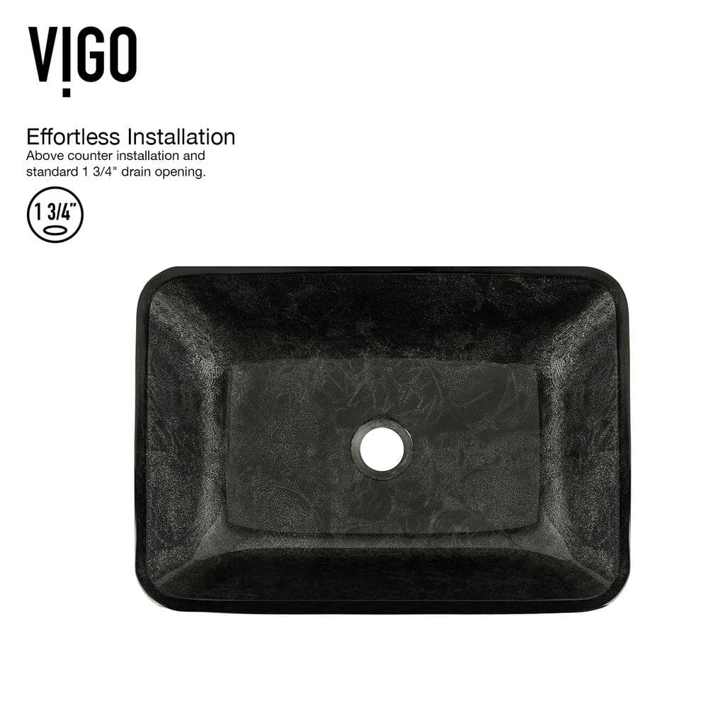 Gray Onyx Rectangular Glass Vessel Sink, 18" x 13"