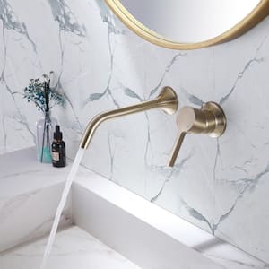Modern Single-handle Wall Mounted Faucet Bathroom Sink Faucet in Brushed Gold
