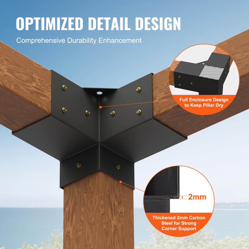 Black Alloy Steel 3-Way Pergola Bracket Kit