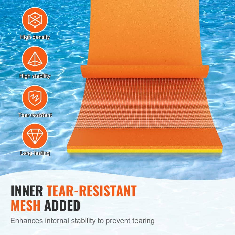 Large Orange and Yellow 18x6 ft Floating Water Mat with Tear-Resistant XPE Foam