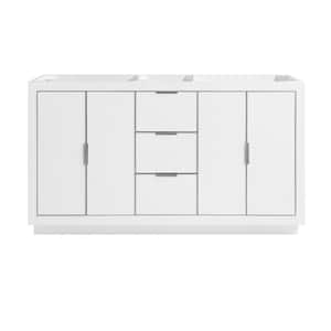 Austen 60 in. Bath Vanity Cabinet Only in White with Silver Trim