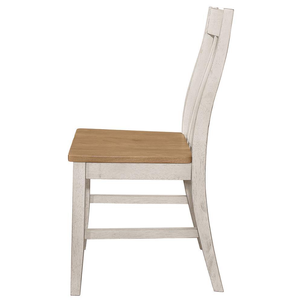 Rustic White Wood Slat Back Side Chair Set