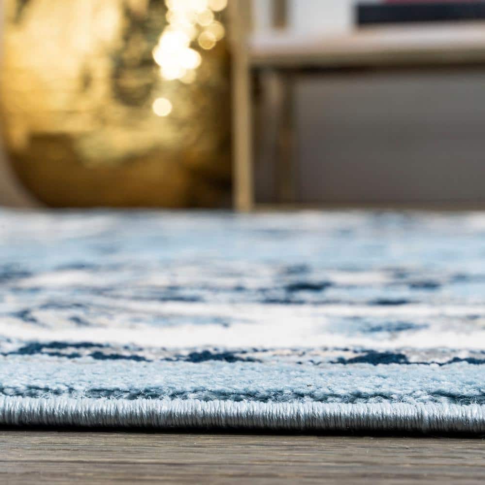 Cherie Sky Blue & Ivory Persian-Inspired Washable Rug 3x5