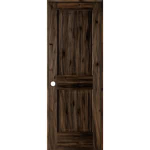 28 in. x 80 in. Knotty Alder 2 Panel Right-Hand Square Top V-Groove Black Stain Solid Wood Single Prehung Interior Door