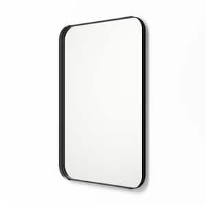 16 in. W x 24 in. H Small Rectangular Metal Framed Wall Bathroom Vanity Mirror in Black