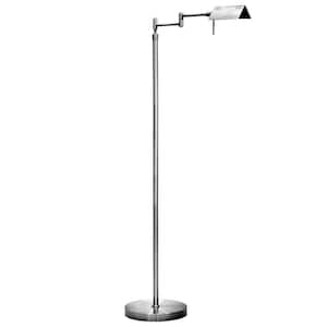 FL05D, 55in, Silver, Full Range Dimmable LED Pharmacy Floor Lamp, 12W LED, 360 Degree Swing Arms, Adjustable Heights