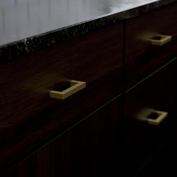 30-Pack Simple Modern Square 3 in. (76 mm) Modern Satin Gold Cabinet Drawer Pulls