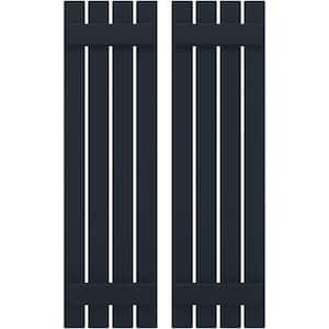 15-1/2 in. W x 42 in. H Americraft 4-Board Exterior Real Wood Spaced Board and Batten Shutters in Starless Night Blue