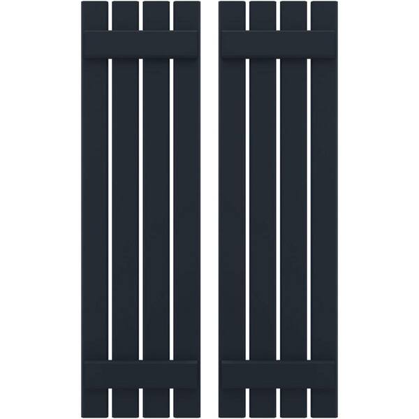 Ekena Millwork 15-1/2 in. W x 54 in. H Americraft 4-Board Exterior Real Wood Spaced Board and Batten Shutters in Starless Night Blue