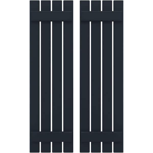 Ekena Millwork 15-1/2 in. W x 59 in. H Americraft 4 Board Exterior Real Wood Spaced Board and Batten Shutters Starless Night Blue