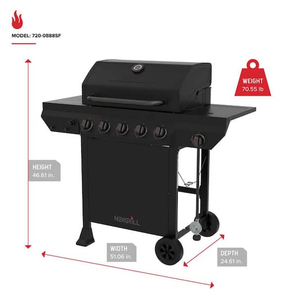 Nexgrill 5-Burner Liquid Propane Gas Grill in Graphite Black with