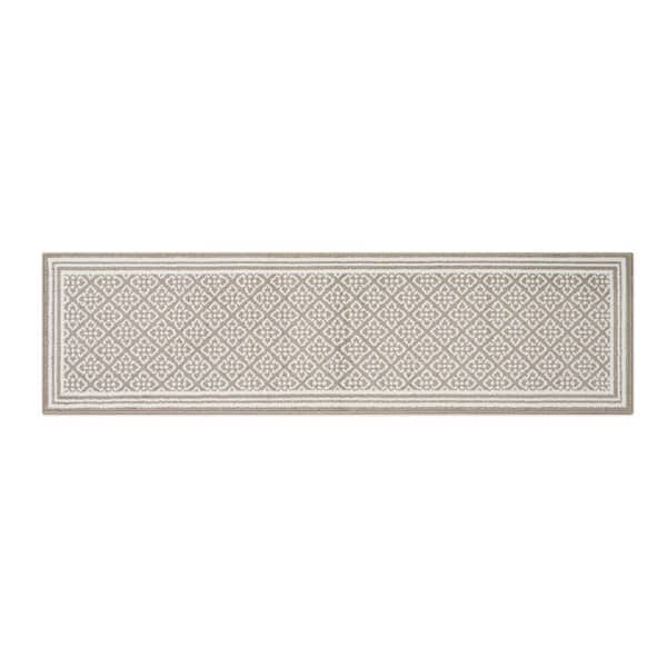 Isla 2-Tone Linen/Ivory 2 ft. x 6 ft. Tufted Geometric Polypropylene Area Rug