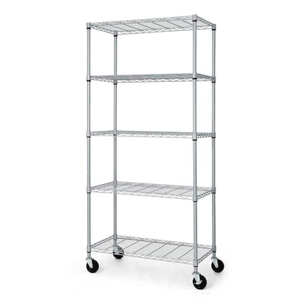 Silver 5-Tier Adjustable Welded Steel Heavy Duty Garage Storage Unit Shelving (36 in. W x 76 in. H x 18 in. D)