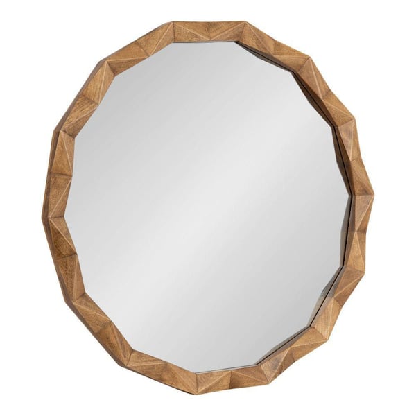 Kate and Laurel Endicott Rustic Brown 26 in. W x 26 in. H Round Wood Framed Mirror