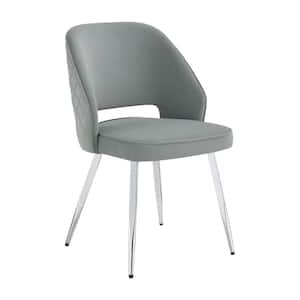 Heather Grey and Chrome Upholstered Side Chairs with Open Back (Set of 2)
