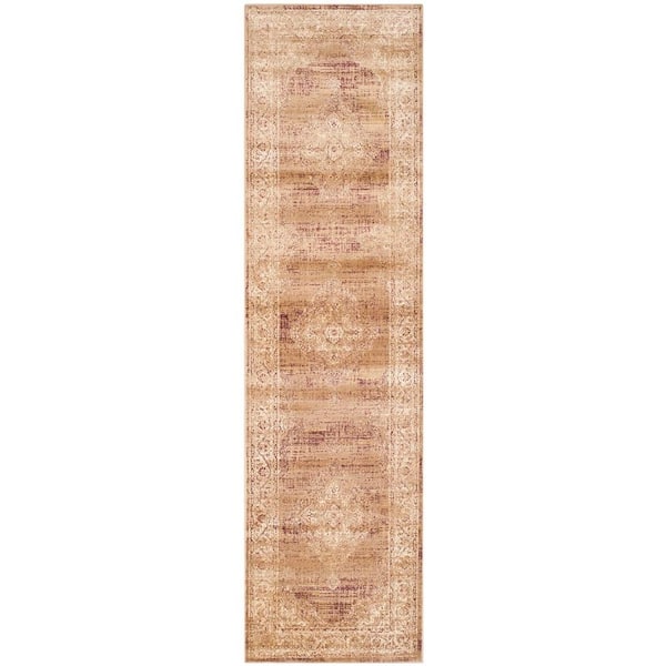 SAFAVIEH Vintage Taupe 2 ft. x 12 ft. Border Runner Rug