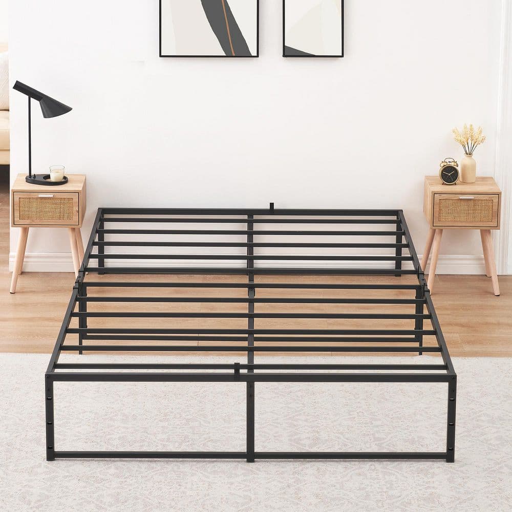 Queen Size Black Metal Bed Frame, Queen Size Platform Bed, 14 Inch Platform 3 in 1 Steel Support Heavy Duty price history on PriceWatchPro