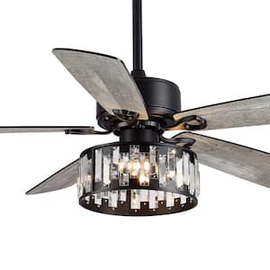 Sergio 52 in. Indoor Crystal Black Ceiling Fan with Remote Control and Light Kit Included