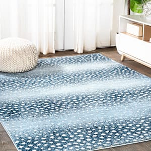 Antelope Blue/Cream 8 ft. x 10 ft. Modern Animal Print Area Rug