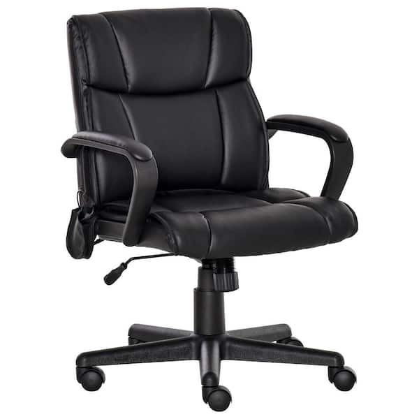 Vinsetto Black PU Sponge Steel Nylon Massaging Office Chair with Adjustable Height
