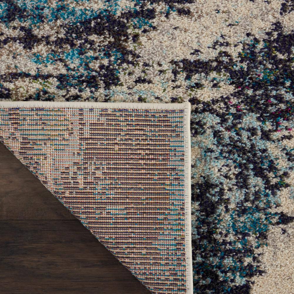 Reversible 5' x 7' Blue Abstract Synthetic Stain-Resistant Rug