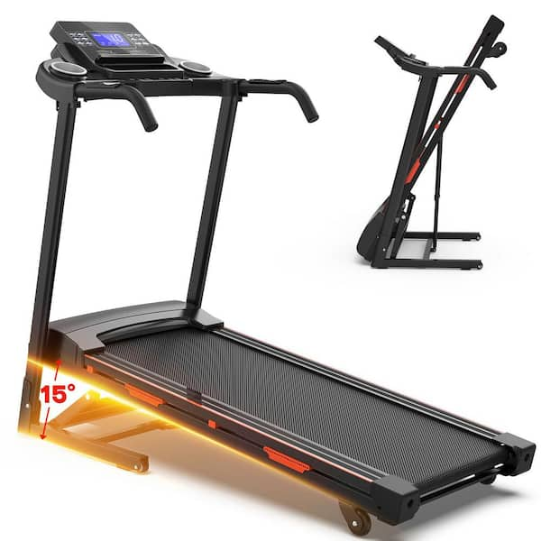 Tidoin 3.5 HP Black Steel Foldable Electric Treadmill with Safety 