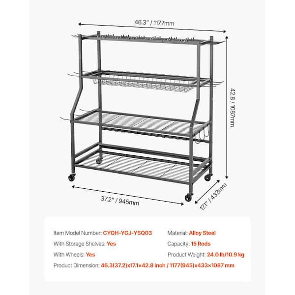 home depot fishing rod holder VEVOR Fishing Rod Holder for 15-Rods, Mobile Fishing Pole Rack Cart with  Wheels, Fish Gear Equipment Organizer for Indoor Use  ZLKYLZYCWJ15T68DS001V0-20251017