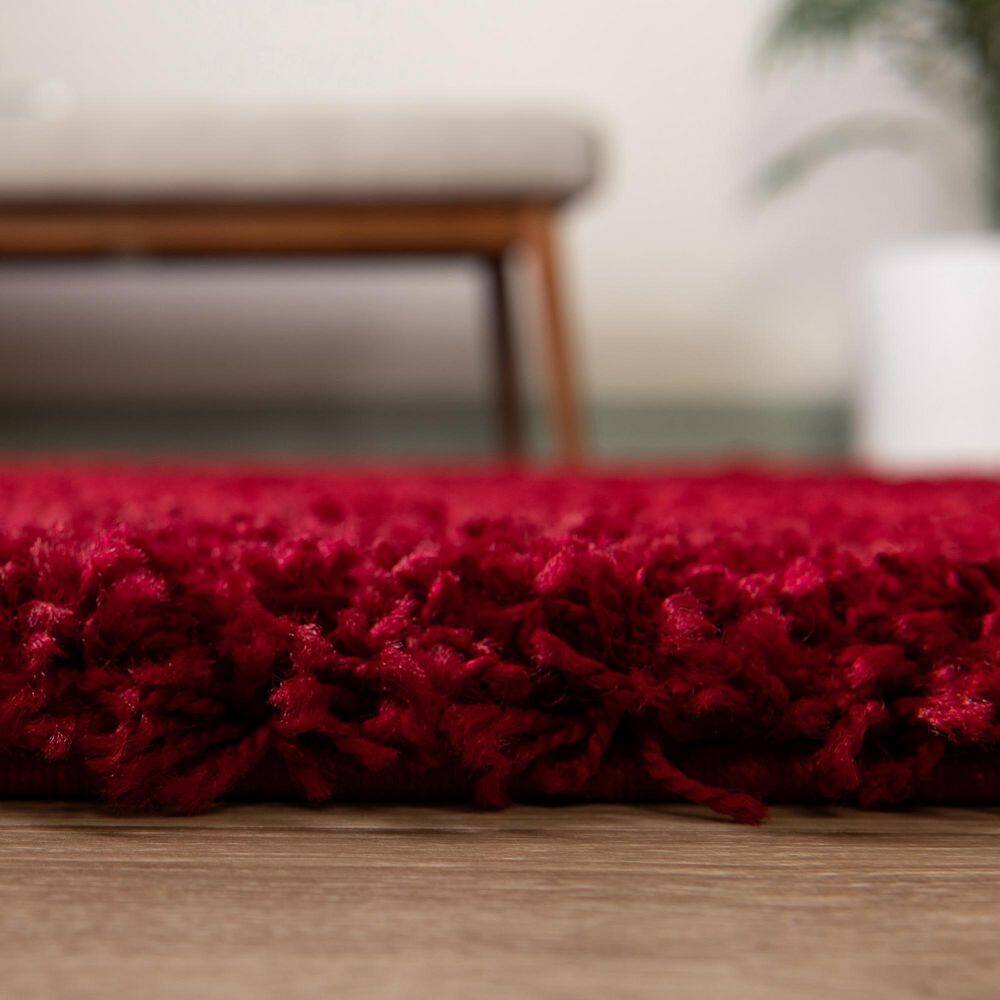Cherry Red Luxe Shag 10'x13' Reversible Area Rug