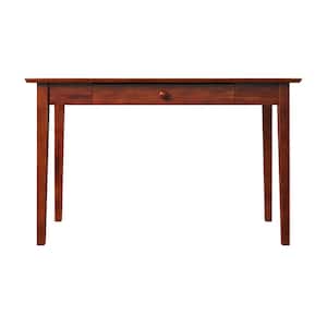 Shaker 48 in. Rectangular Walnut Solid Wood Writing Desk with Attachable Device Charger