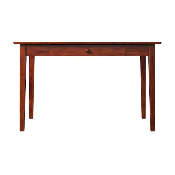 AFI Shaker 48 in. Rectangular Walnut Solid Wood Writing Desk with Attachable Device Charger