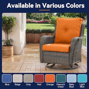 Modern 22 in. x 25 in. 2-Piece Deep Seating Outdoor Lounge Chair Cushion Set in Orange with Center Button (2-Piece)