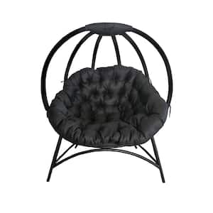 Cozy 4-Legged Metal Outdoor Lounge Chair with Black Overland Cushion