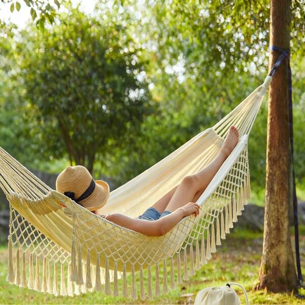 Primehome Double Brazilian Hammock with Straps, 450lb Capacity