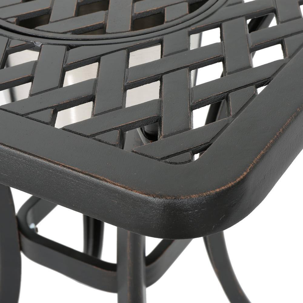 Ava Black Copper Cast Aluminum Outdoor Bistro Table with Ice Bucket