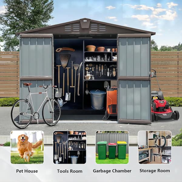 9 ft. W x 7 ft. D Outdoor Metal Utility Tool Storage Shed with