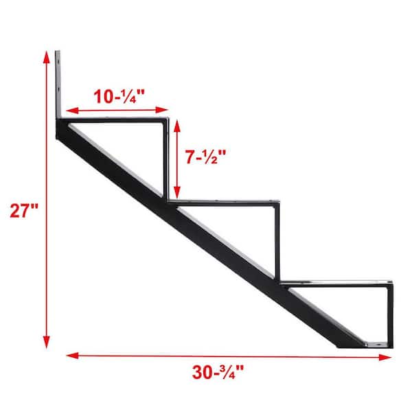 3-Steps Steel Stair Stringer black 7-1/2 in. x 10-1/4 in. (Includes 1 Stair Stringer)