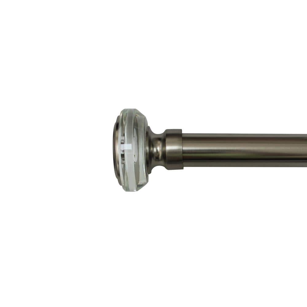 72 in. - 144 in. Adjustable 1 in. Single Curtain Rod in Nickel with Crystal