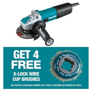 7.5 Amp Corded 4-1/2 in. X-LOCK Angle Grinder with AC/DC Switch with bonus X-Lock 3 in. Crimped Wire Cup Brush (Qty 4)