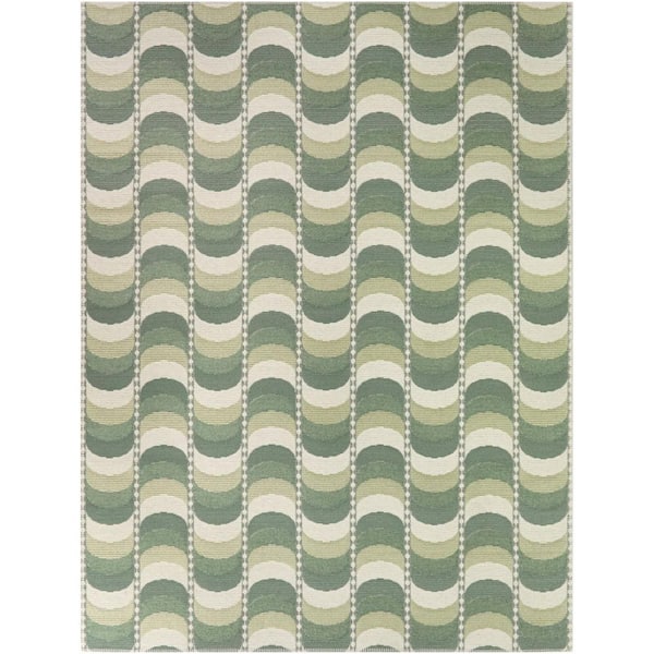 Lycia Green 5 ft. 3 in. x 7 ft. Modern Waves Indoor/Outdoor Area Rug