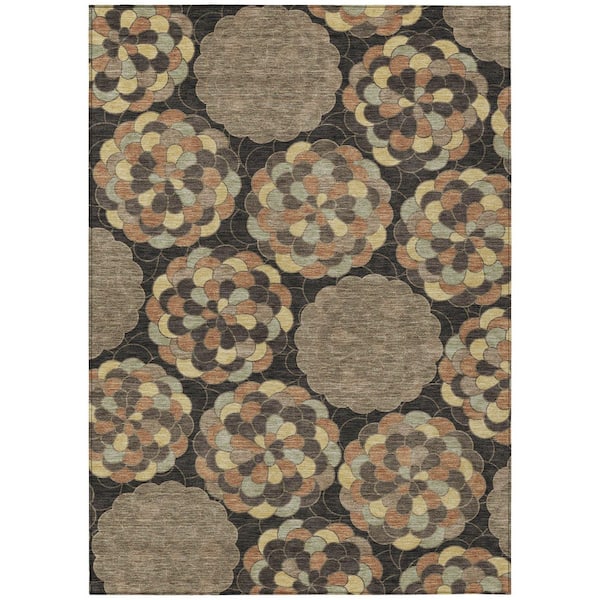 Chantille Machine Washable Indoor/Outdoor Abstract ACN2466 Brown 9 ft. x 12 ft. Area Rug
