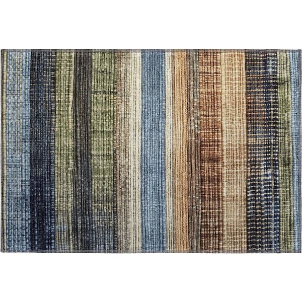 Mayfield Premium Machine Washable Abstract AMF1873 Blue 2 ft. x 3 ft. Area Rug